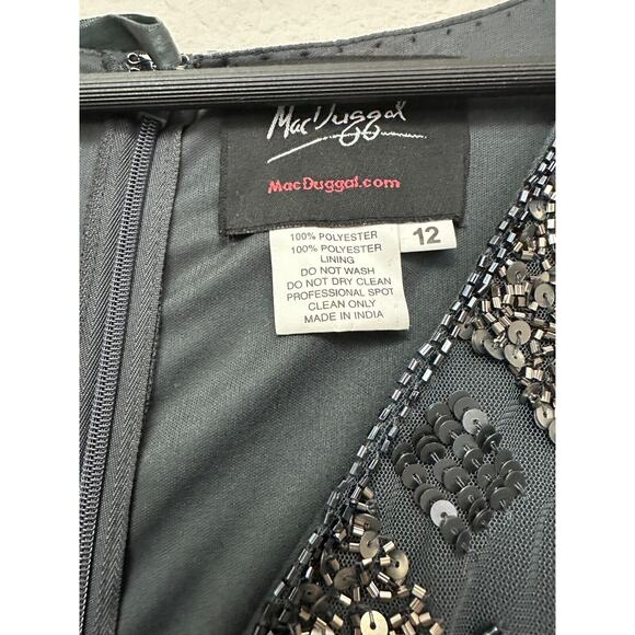 Mac Duggal Womens Evening Dress Size 12 Geometric Heavily Beaded 5472 $598 - Picture 7 of 11